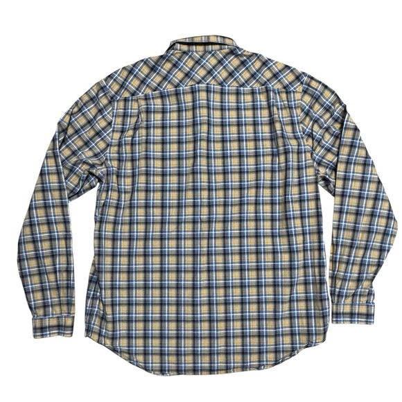 LACOSTE Men's Long Sleeve Button Down Plaid Modern Fit Shirt, Yellow/ Blue - XL - Picture 3 of 10